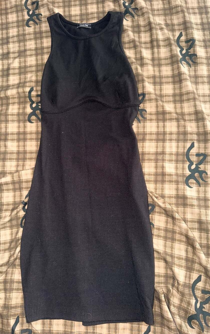 Lovely Day Ribbed Underbust Detail Bodycon Dress Black